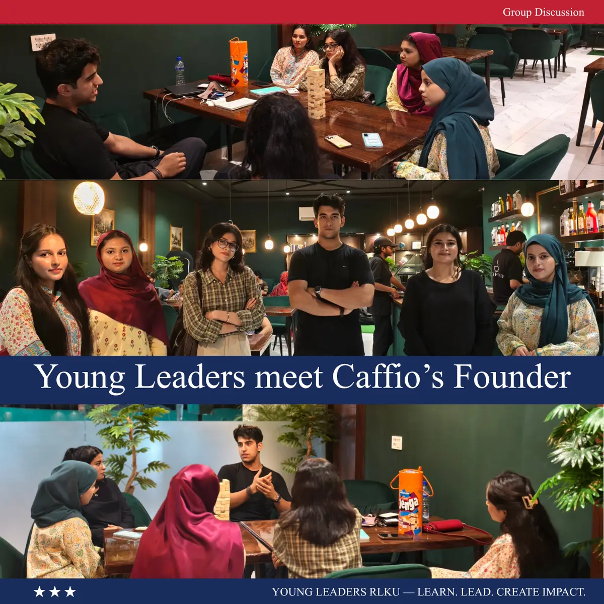 Young Leaders RLKU members in a group discussion with Caffio’s founder.